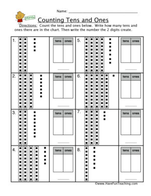 Counting Tens Ones Worksheet