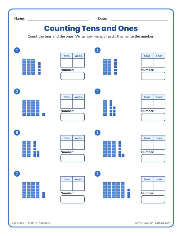 Counting Tens Ones Worksheet