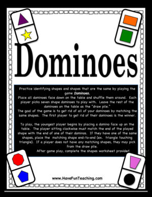 Dominoes Same Different Shapes Activity