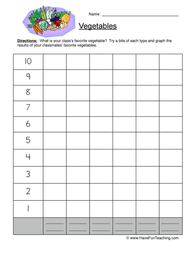 Favorite Vegetables Worksheet