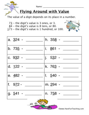 Fly Place Value Worksheet