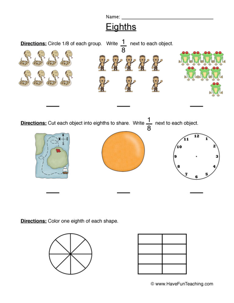 Fractions Eighth Worksheet