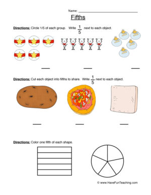 Fractions Fifth Worksheet