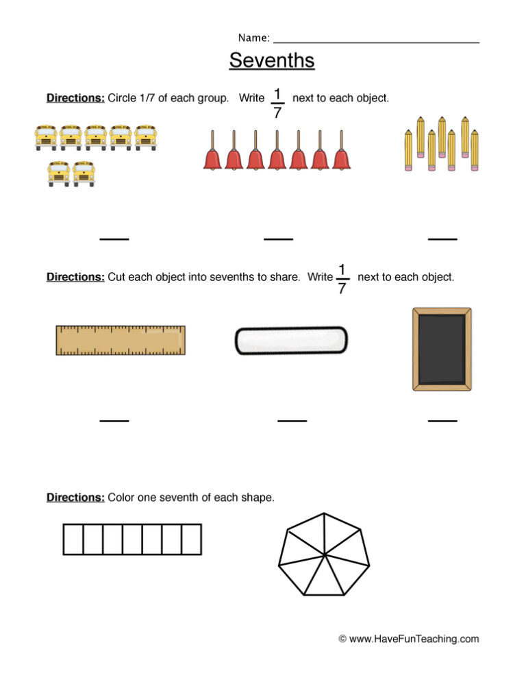 Fractions Seventh Worksheet