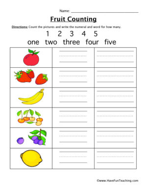 Fruit Counting Worksheet