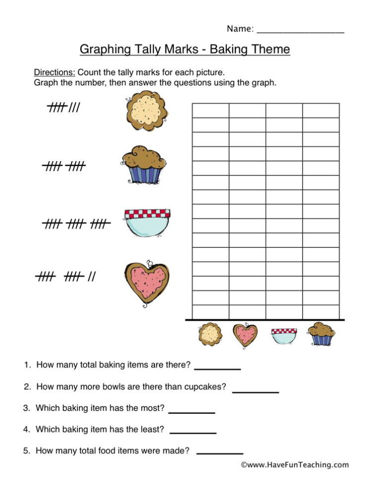 Baking Graphing Tally Marks Worksheet