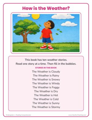 Kindergarten reading comprehension worksheet cover - How is the Weather ten-story collection
