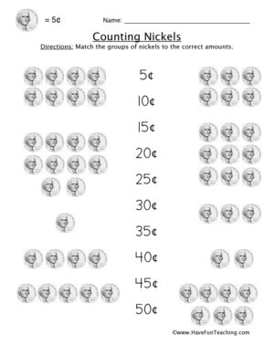 Nickels Matching Worksheet