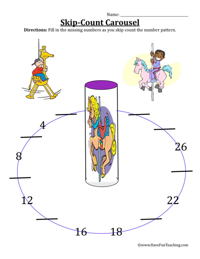 Skip Counting 2s Carousel Worksheet