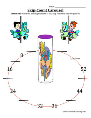 Skip Counting 4s Carousel Worksheet