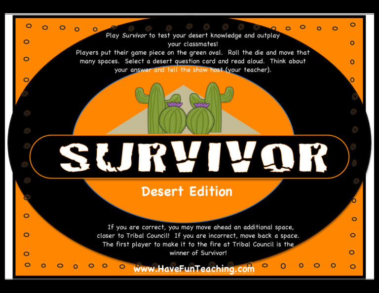Survivor Desert Edition Activity