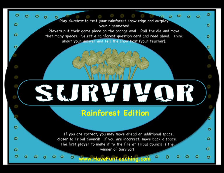Survivor Rainforest Edition Activity