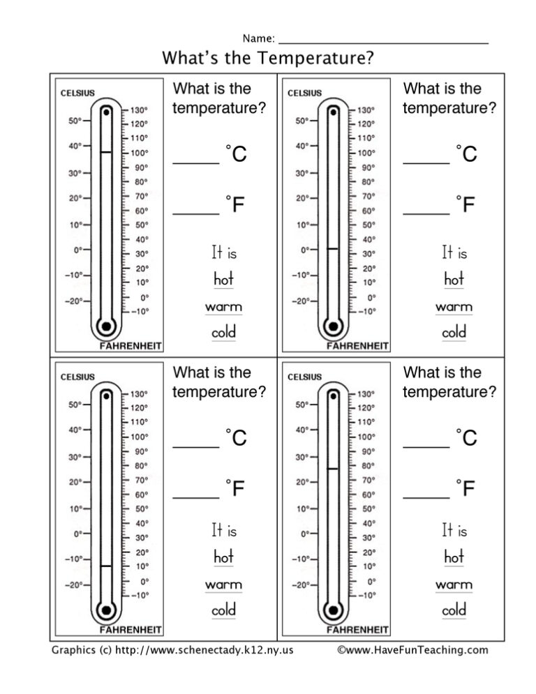 What's the Temperature Worksheet