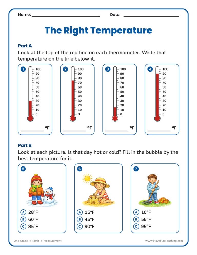 The Right Temperature Worksheet