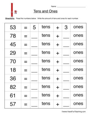 Tens Ones Worksheet