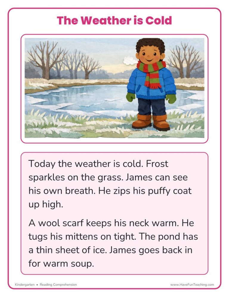The Weather is Cold Reading Comprehension Worksheet