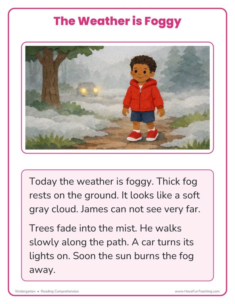 The Weather is Foggy Reading Comprehension Worksheet