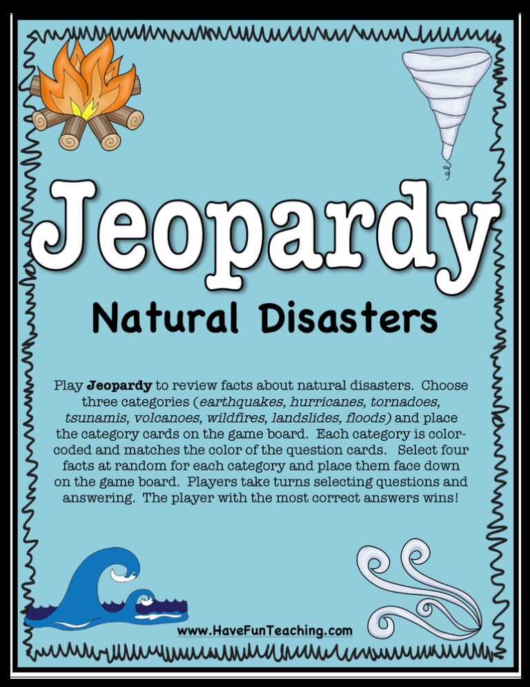 Jeopardy Natural Disasters Activity