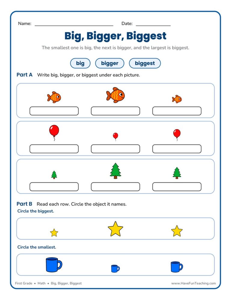 Big Bigger Biggest Worksheet