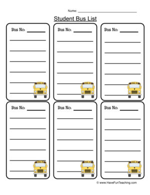 Bus List Worksheet