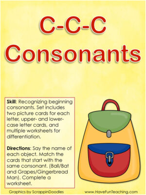 C C C Consonants Beginning Consonants Activity