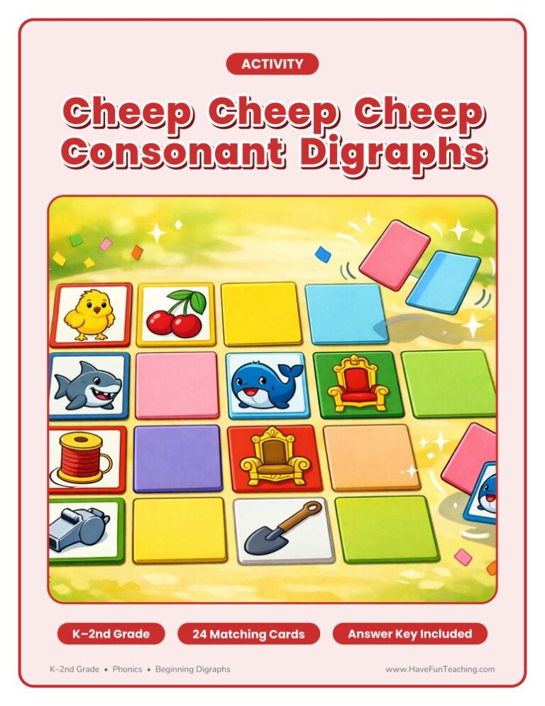 Cheep Cheep Cheep Consonant Digraphs Activity