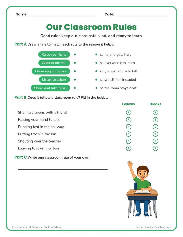 Classroom Rules Worksheet