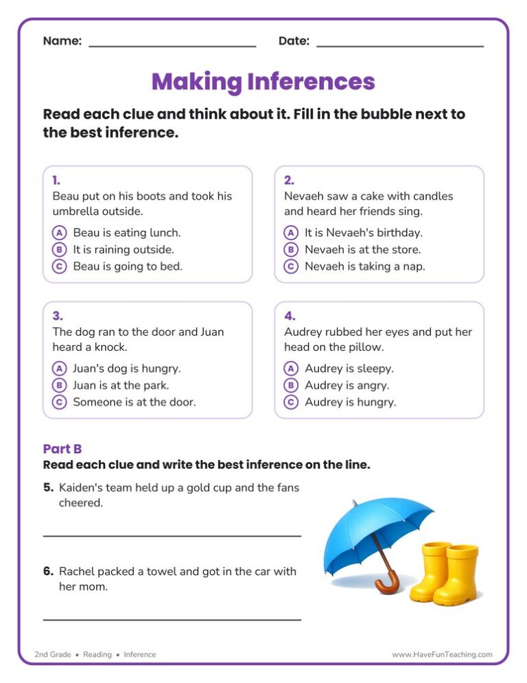Drawing Inferences Worksheet