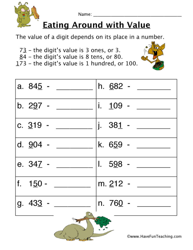 Eat Place Value Worksheet