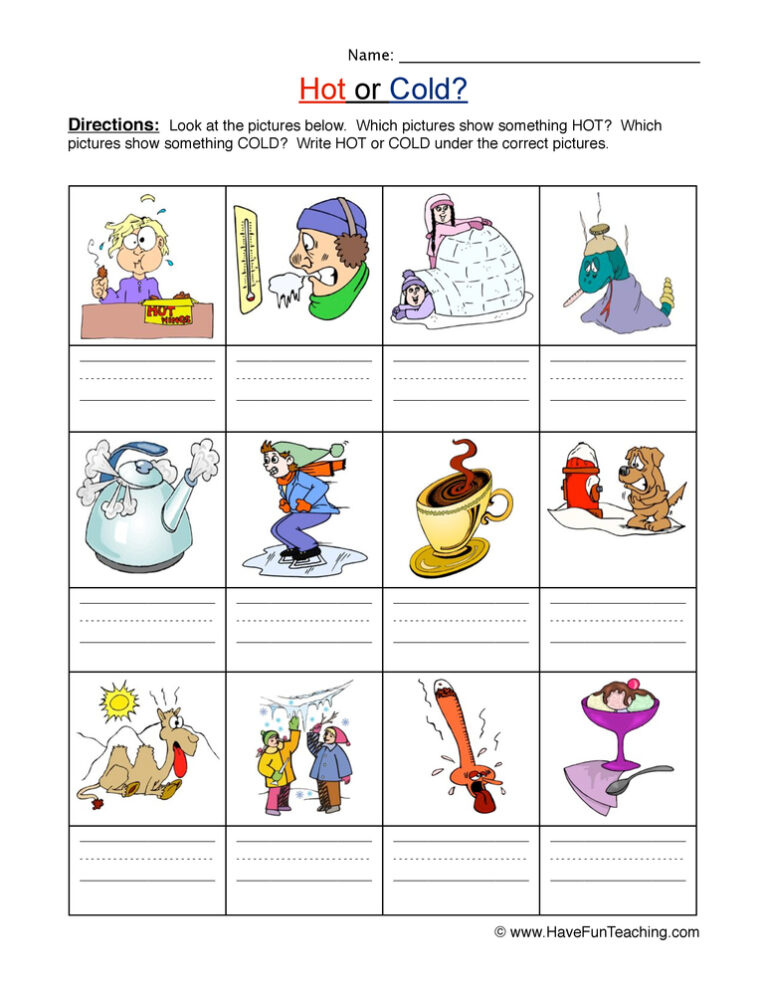Is it Hot or Cold Worksheet