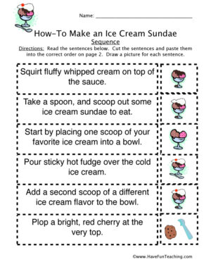 How to Make a Sundae Sequence Worksheet