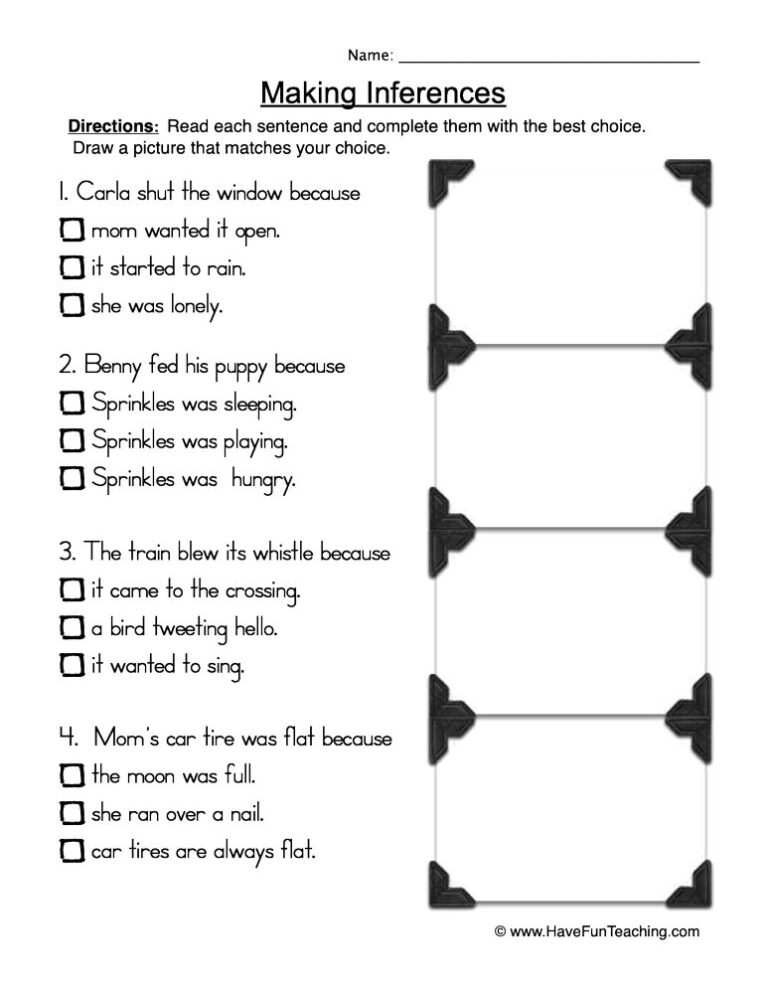Inference Drawings Worksheet