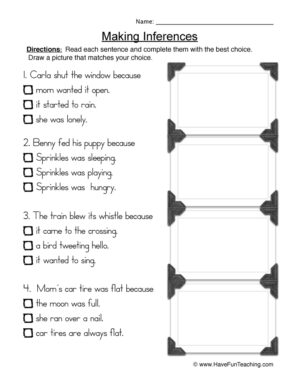 Inference Drawings Worksheet