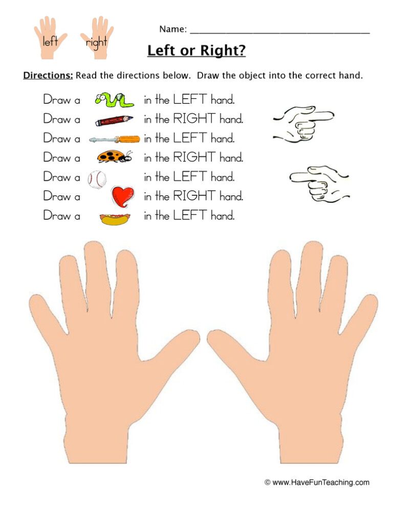 Left or Right Drawing Worksheet
