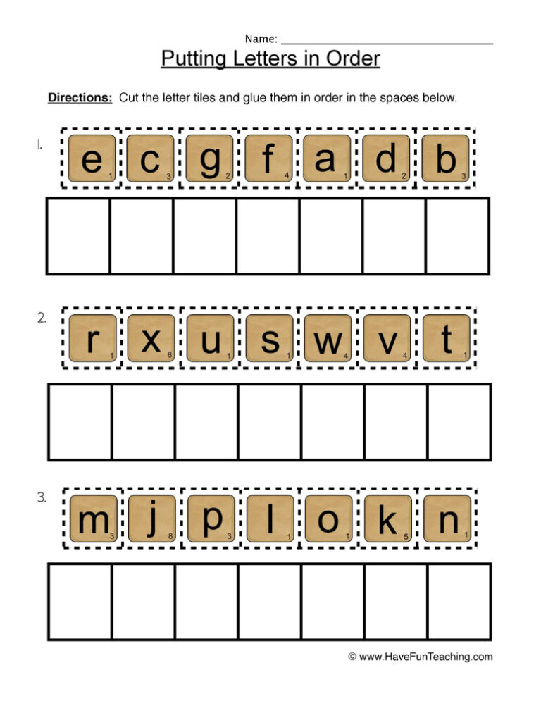 Letter Order Worksheet