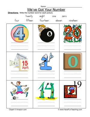 Matching Number Names Worksheet