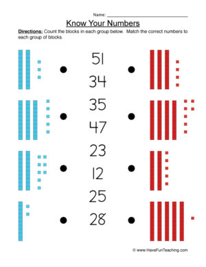 Recognizing Numbers Worksheet