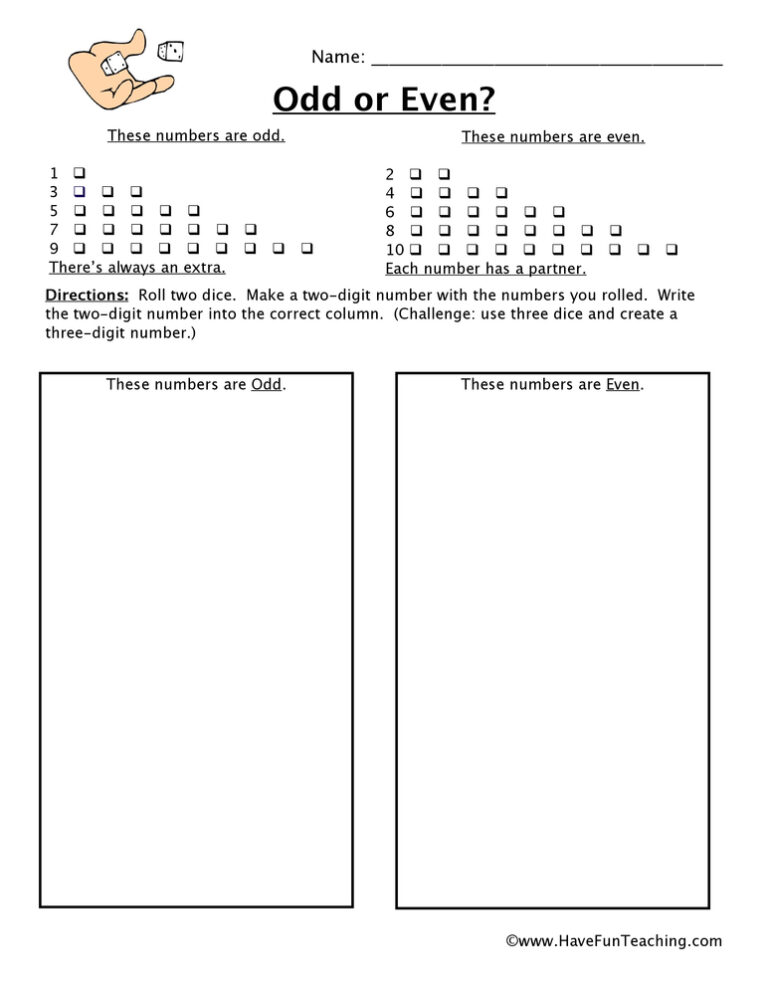 Odd Even Worksheet