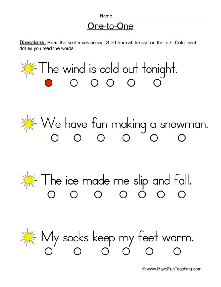 One to One Reading Accuracy Worksheet
