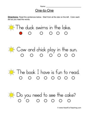 One to One Accuracy Worksheet