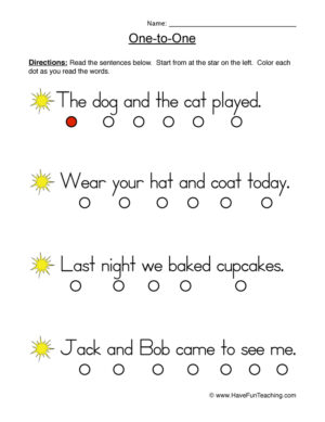 Reading Accuracy One to One Practice Worksheet