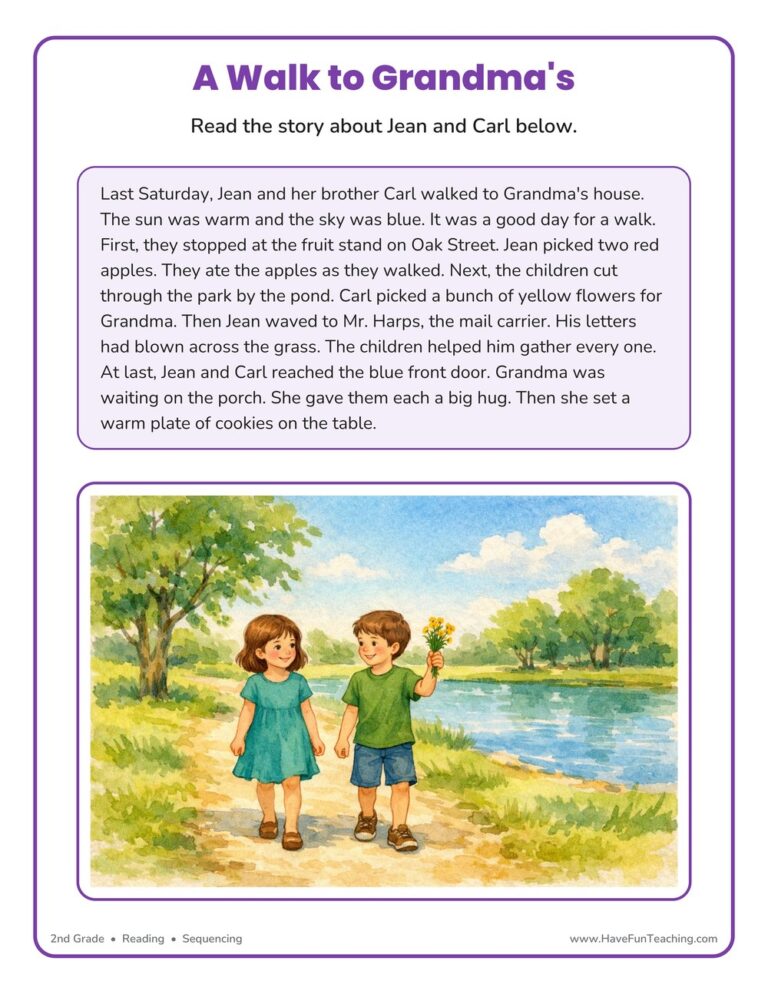 Story Events Order of Events Worksheet