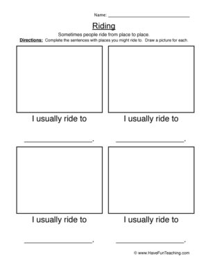 People Riding Transportation Worksheet