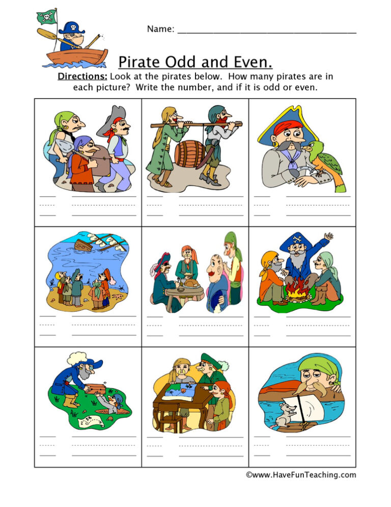 Pirate Odd Even Worksheet