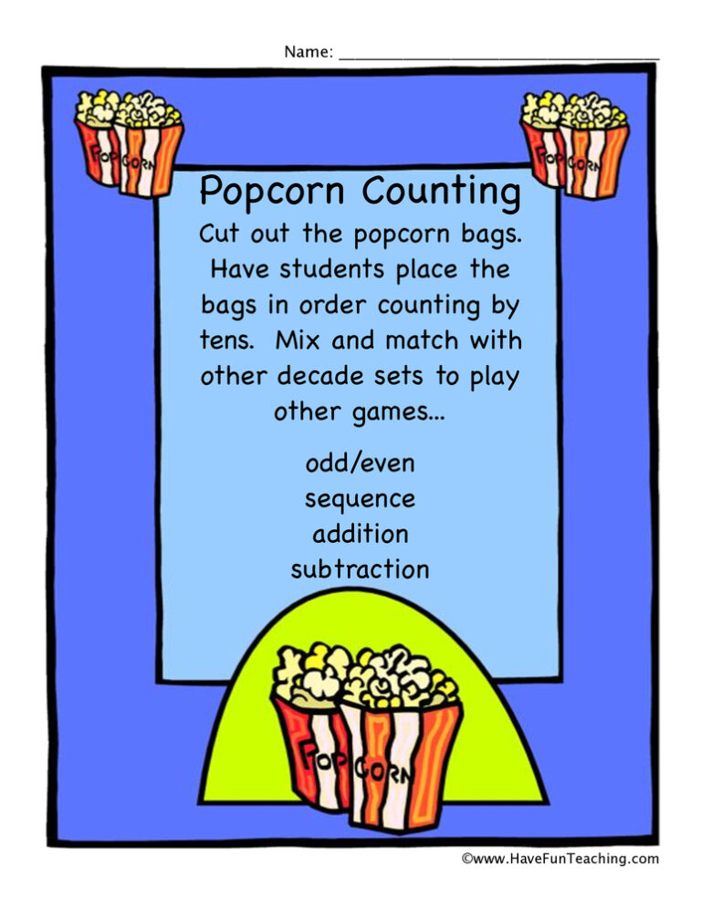 Popcorn Tens Game Activity