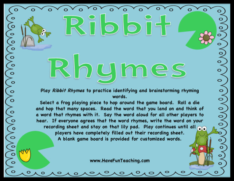 Ribbit Rhymes Activity