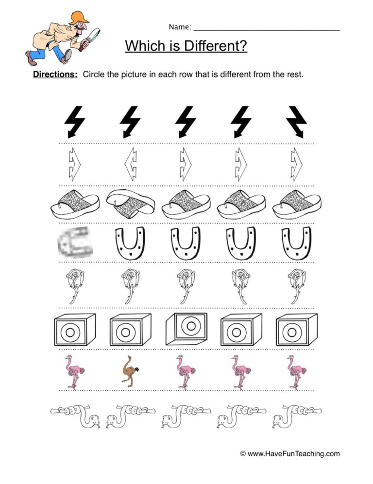 Same Different Pictures Worksheet