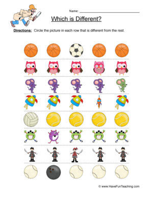 Same Different Sports Worksheet