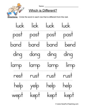 Which is Different Worksheet