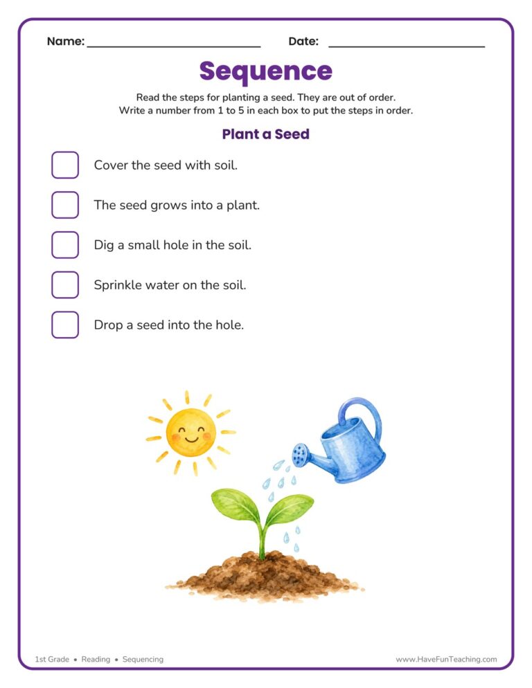 Plant a Seed Sequence Worksheet